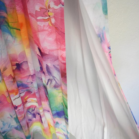 Aidan Mattox V Neck Printed Chiffon Maxi Dress - Picture 4 of 13